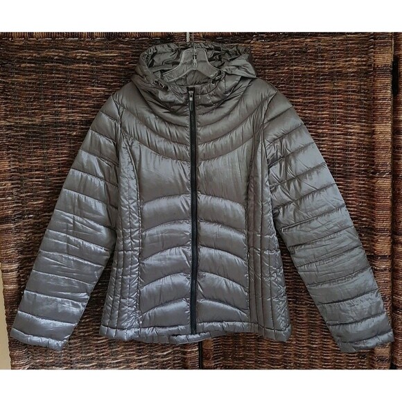 Andrew Marc Packable Down Puffer Jacket Women's Large Taupe Lightweight Coat - Picture 1 of 15